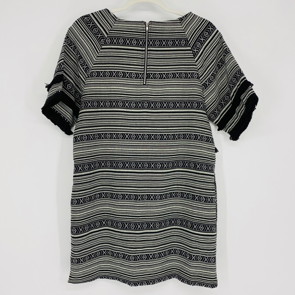 NWT Ellison Black Fringe Trim Printed Shift Dress - Picture 2 of 7